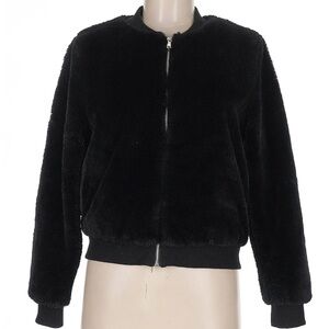 Black Faux Fur Bomber Jacket